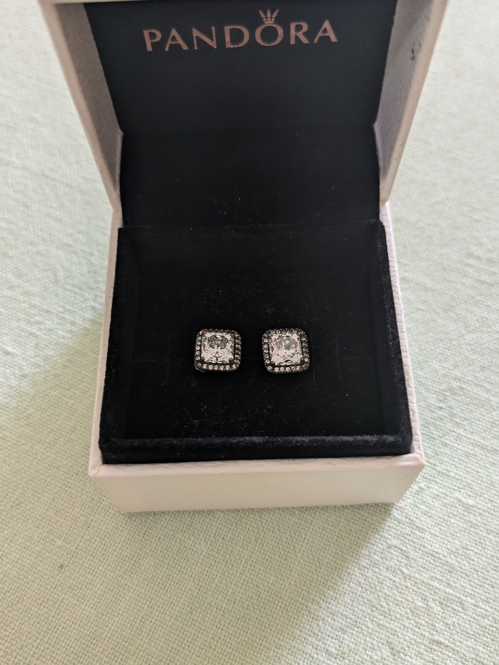Pandora Timeless Square Sparkle Halo Studs In S925 ALE Silver & CZ  #290591CZ